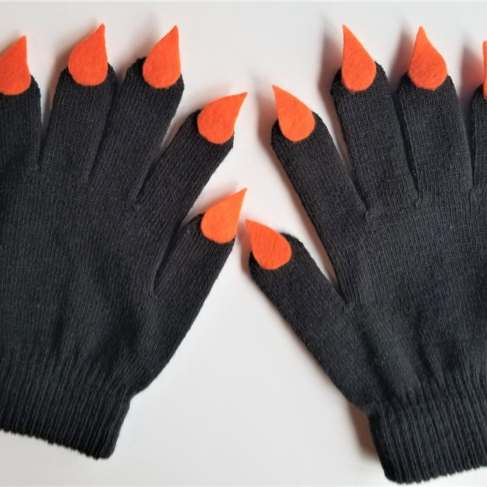 Dragon gloves dinosaur glove Halloween costume orange claws handmade